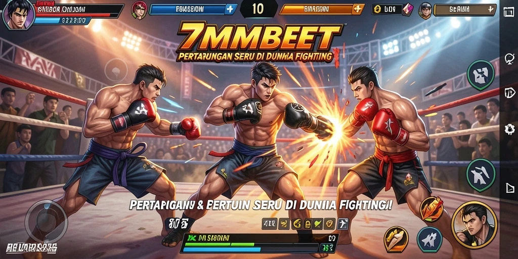 Screenshot gameplay <strong>7MMBET</strong> menunjukkan pertarungan yang intens dan grafis yang cemerlang.