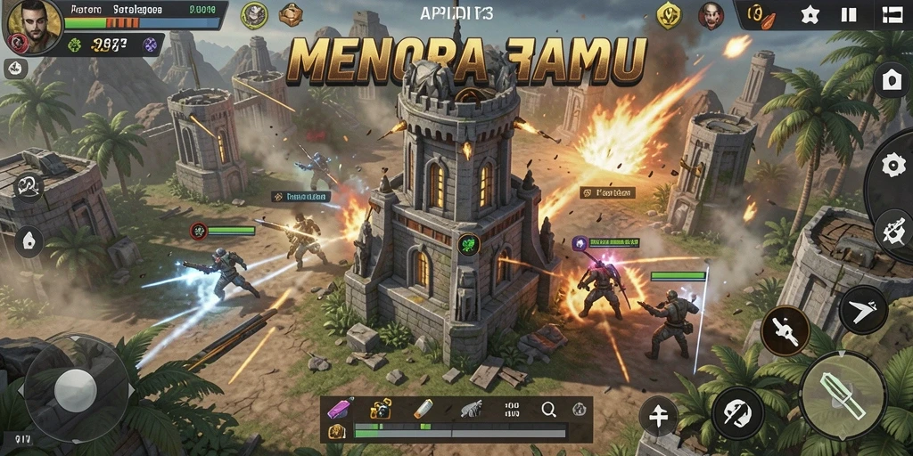 Screenshot utama menunjukkan aksi mendebarkan dalam game Tower Defense API33.