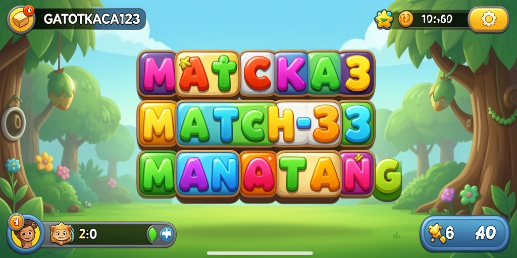 Tampilan gameplay seru GATOTKACA123 dengan elemen Match-3.