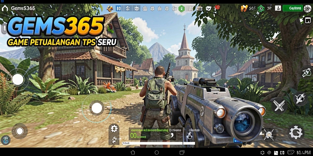 Screenshot GEMS365 menampilkan pertempuran seru di dunia TPS.