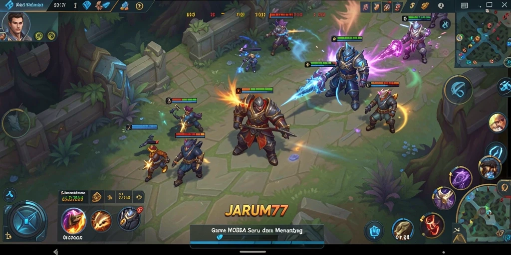 Screenshot gameplay JARUM77 yang menampilkan pertempuran seru.