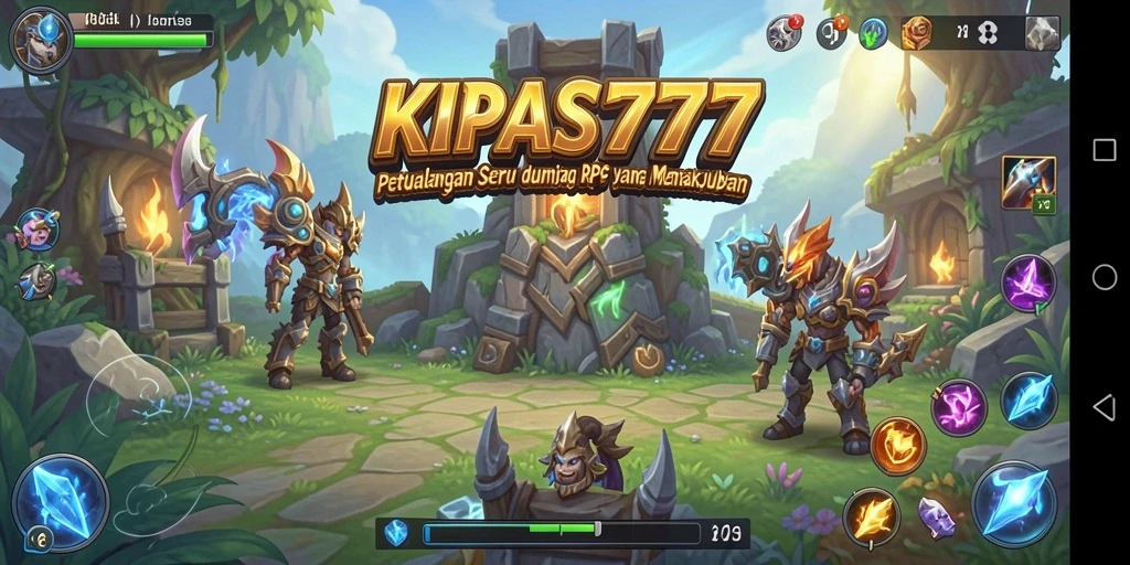 Screenshot utama KIPAS777 menampilkan aksi seru dalam pertempuran RPG.