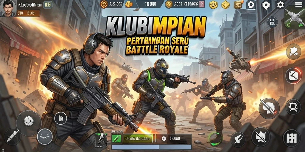 Tampilan gameplay seru KLUBIMPIAN dengan aksi Battle Royale.