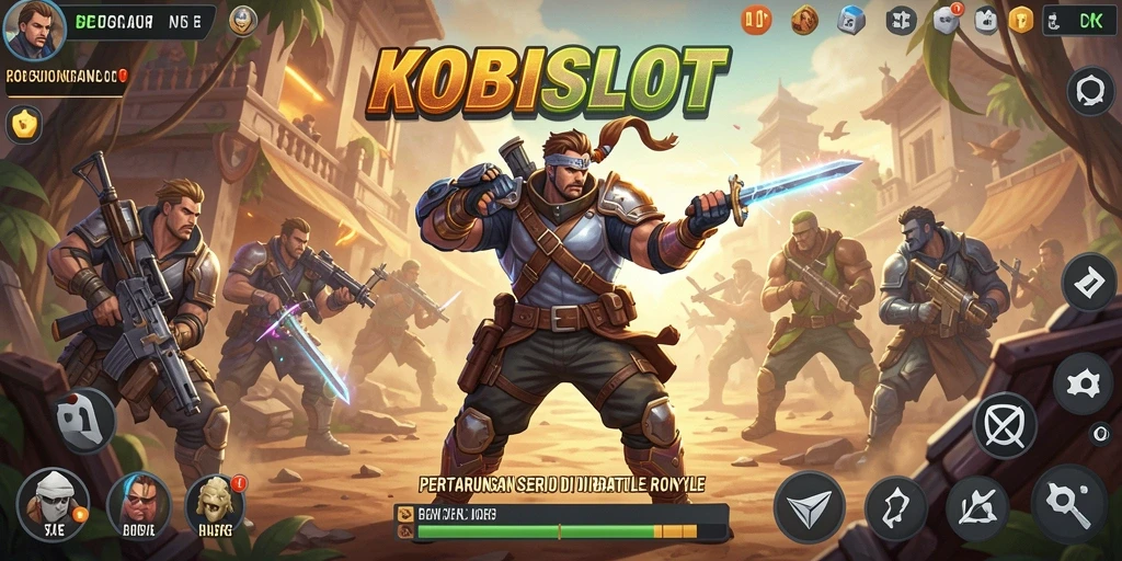 Tampilan gameplay menegangkan dalam KOBOISLOT Battle Royale.