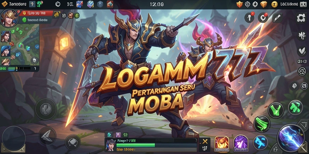 Screenshot menunjukkan aksi seru dalam pertarungan MOBA LOGAM777.