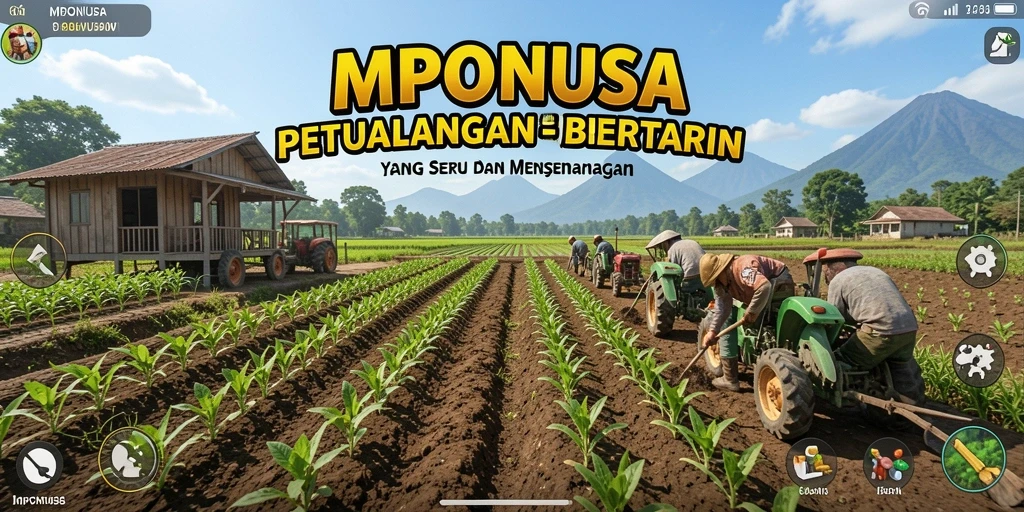 Tampilan gameplay MPONUSA dengan aktivitas bertani yang mengasyikkan.