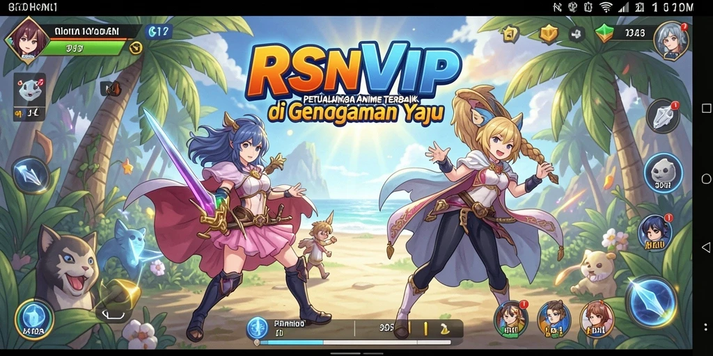 Screenshot gameplay RSNVIP yang menampilkan aksi karakter anime.
