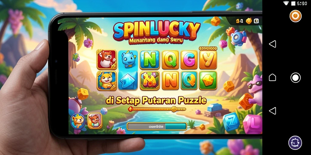 Tangkapan layar utama SPINLUCKY menunjukkan gameplay Puzzle yang menantang dan menarik.