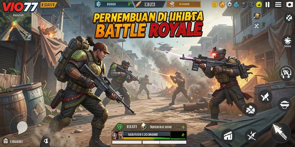 Tangkapan layar VIO77 menampilkan aksi pertempuran seru dalam Battle Royale.