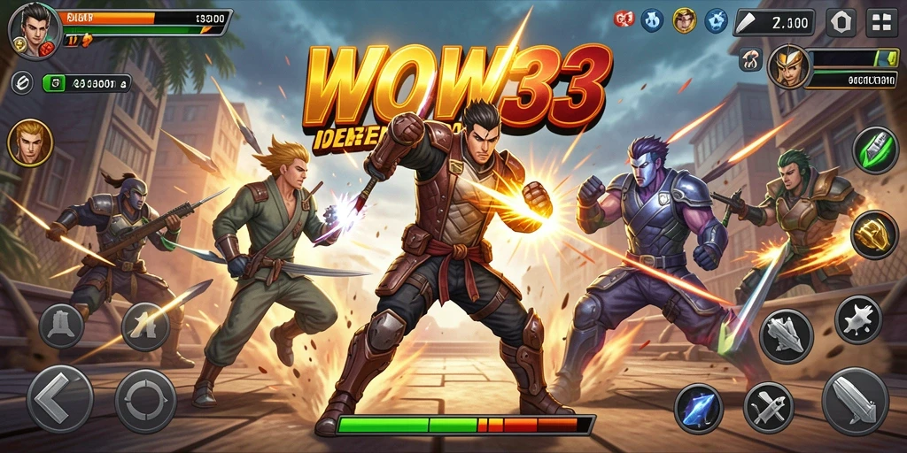 Screenshot gameplay WOW33 menampilkan aksi seru dan pertarungan mendebarkan.